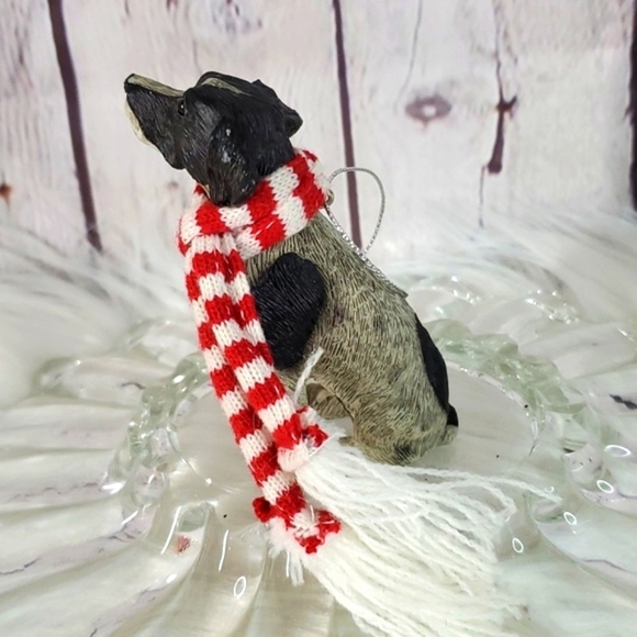 Realistic Winter English Pointer Dog Pup Puppy Resin Christmas Holiday Ornament - Picture 7 of 14